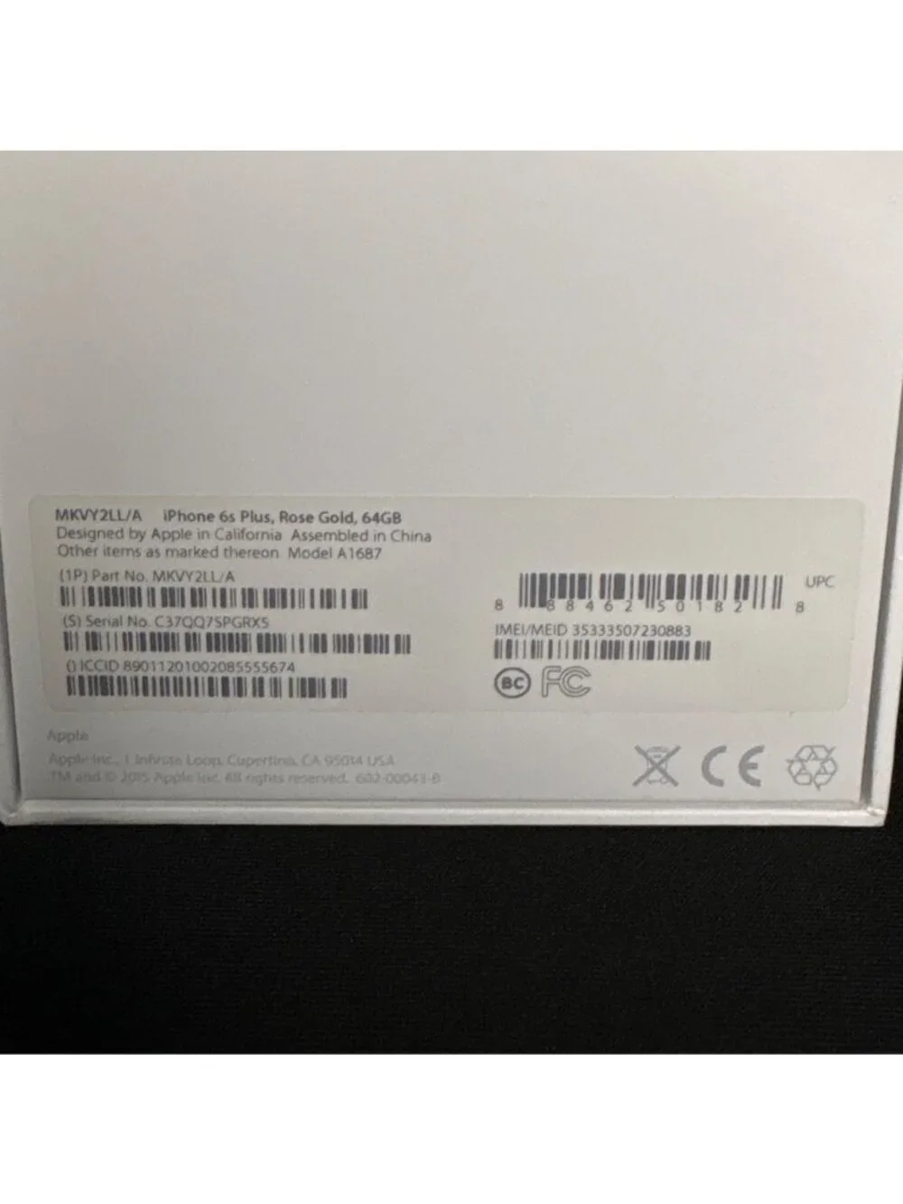 Apple iPhone 6s Plus 64GB Rose Gold Original Box Model A1687 Empty Box Only